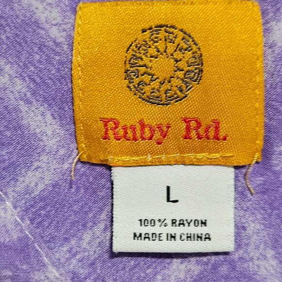 Ruby Rd Tie Dye Button Up Blouse Womens Size Large Purple Teal Roll Tab Sleeves - Picture 4 of 6